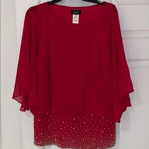 Msk red embellished band top